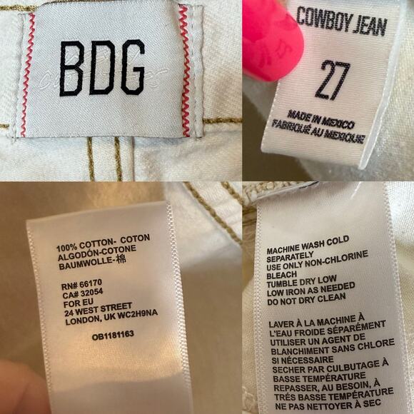 BDG Cowboy Jeans in Cream Size 27 - Picture 4 of 5